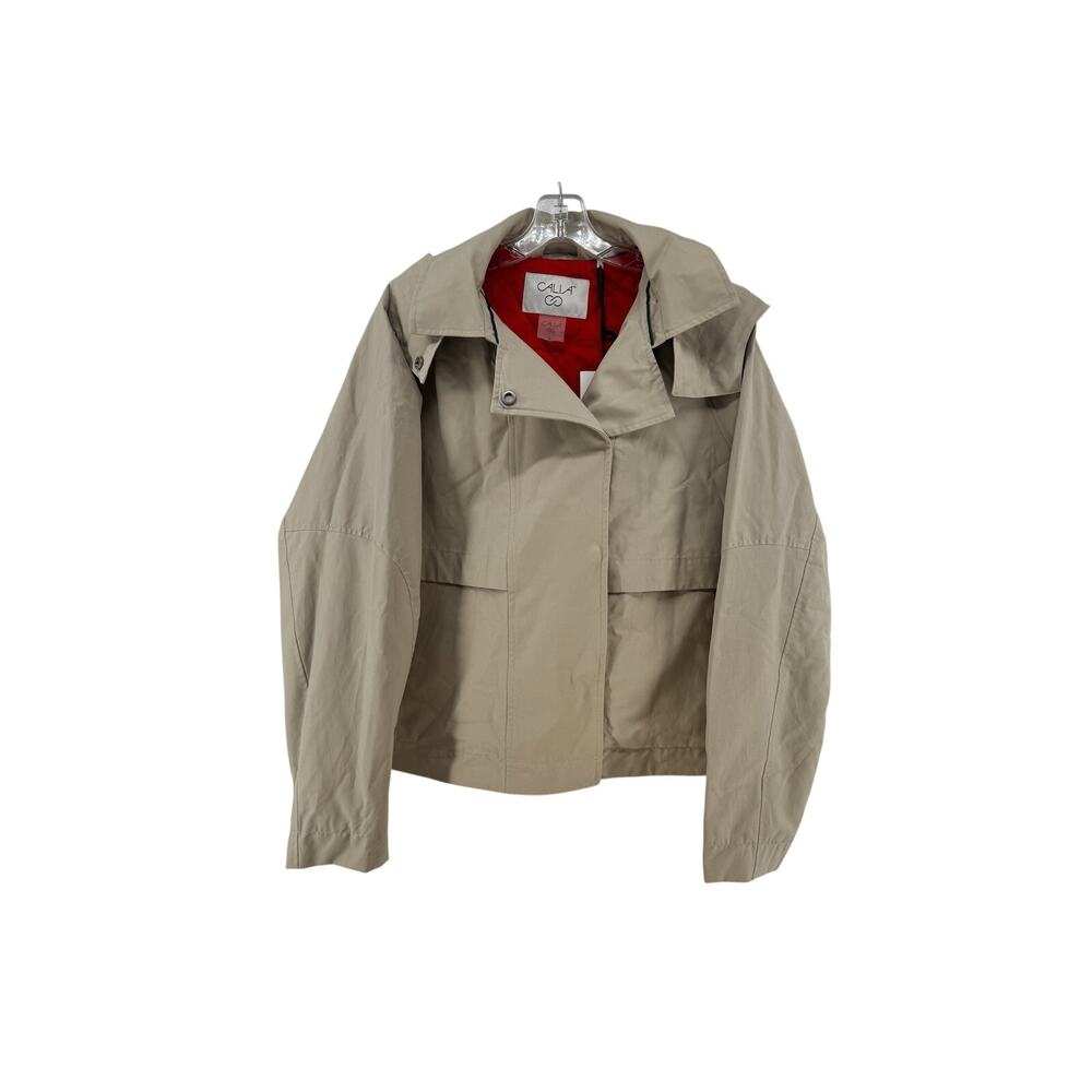 Calia Crop Trench Jacket Removable Hood Khaki Sand XL NWT $118